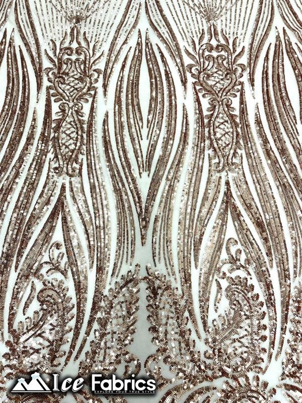 Loyalty Sequin Fabric Embroidery Lace on 4 Way Stretch MeshICE FABRICSICE FABRICSBy The Yard (56" Wide)ChampagneLoyalty Sequin Fabric Embroidery Lace on 4 Way Stretch Mesh ICE FABRICS Champagne