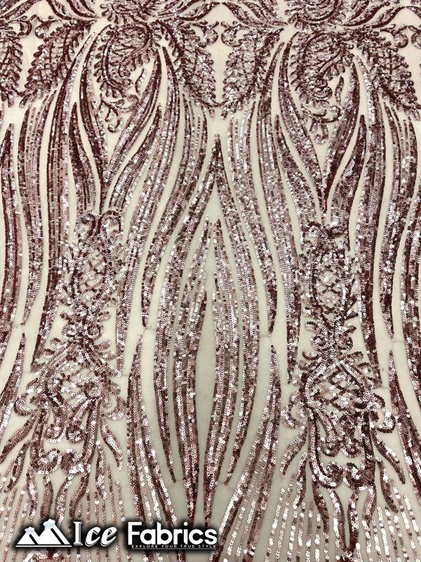 Loyalty Sequin Fabric Embroidery Lace on 4 Way Stretch MeshICE FABRICSICE FABRICSBy The Yard (56" Wide)Dusty RoseLoyalty Sequin Fabric Embroidery Lace on 4 Way Stretch Mesh ICE FABRICS Dusty Rose