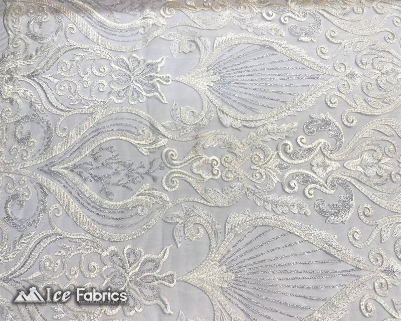 Luxurious Beaded Fabric By The Yard | Handmade EmbroideryICE FABRICSICE FABRICSLuxurious IvoryIvoryBy The Yard (54" Inch Wide)Ivory