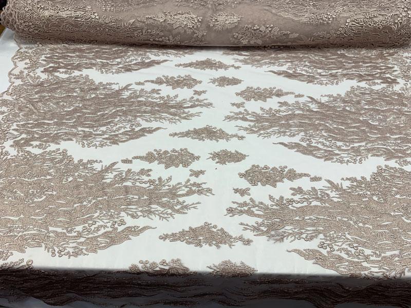 Luxury Dusty Rose Embroidered Floral Lace Fabric _ Bridal FabricICEFABRICICE FABRICSBy The YardLuxury Dusty Rose Embroidered Floral Lace Fabric _ Bridal Fabric ICEFABRIC