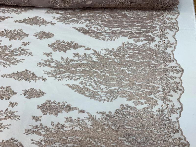 Luxury Dusty Rose Embroidered Floral Lace Fabric _ Bridal FabricICEFABRICICE FABRICSBy The YardLuxury Dusty Rose Embroidered Floral Lace Fabric _ Bridal Fabric ICEFABRIC