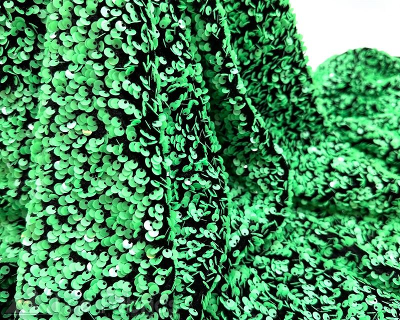 Luxury Stretch Velvet Sequin Fabric All Over Full SequinICE FABRICSICE FABRICSGreen on Black VelvetBy The Yard (60 inches Wide)Luxury Stretch Velvet Sequin Fabric all Over Full Sequin ICE FABRICS