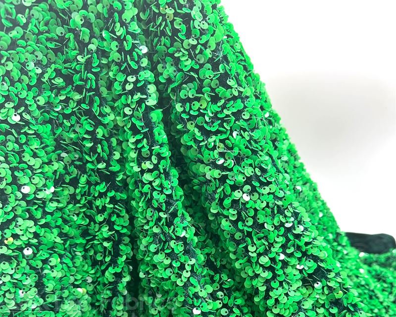 Luxury Stretch Velvet Sequin Fabric All Over Full SequinICE FABRICSICE FABRICSKelly Green on Green VelvetBy The Yard (60 inches Wide)Luxury Stretch Velvet Sequin Fabric all Over Full Sequin ICE FABRICS