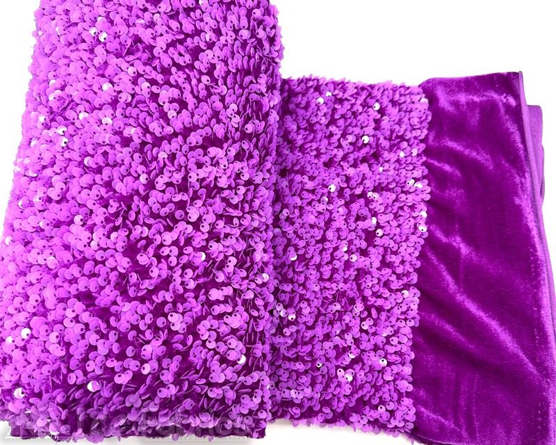 Luxury Stretch Velvet Sequin Fabric All Over Full SequinICE FABRICSICE FABRICSDark Lavender on Lavender VelvetBy The Yard (60 inches Wide)Luxury Stretch Velvet Sequin Fabric all Over Full Sequin ICE FABRICS