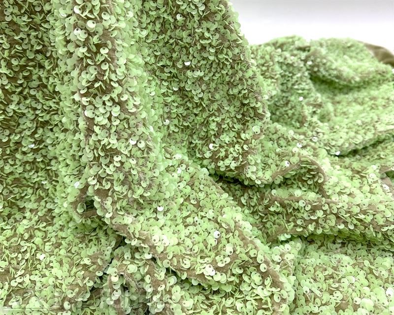 Luxury Stretch Velvet Sequin Fabric All Over Full SequinICE FABRICSICE FABRICSSage Green on Green VelvetBy The Yard (60 inches Wide)Luxury Stretch Velvet Sequin Fabric all Over Full Sequin ICE FABRICS