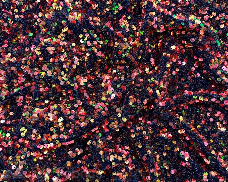 Luxury Stretch Velvet Sequin Fabric All Over Full SequinICE FABRICSICE FABRICSIridescent Orange on Black VelvetBy The Yard (60 inches Wide)Luxury Stretch Velvet Sequin Fabric all Over Full Sequin ICE FABRICS