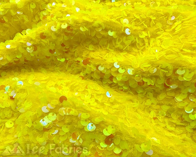 Luxury Stretch Velvet Sequin Fabric All Over Full SequinICE FABRICSICE FABRICSIridescent Yellow on Yellow VelvetBy The Yard (60 inches Wide)Luxury Stretch Velvet Sequin Fabric all Over Full Sequin ICE FABRICS