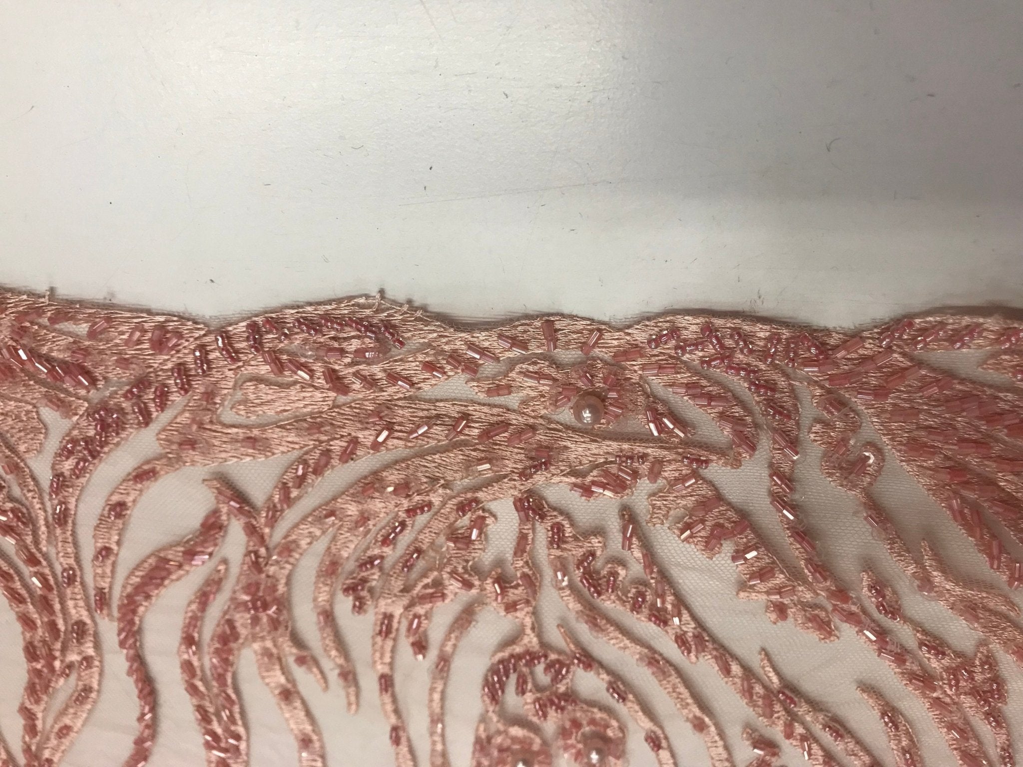 Mauve Embroidered Lace With Beads And Sequins French Bridal Veil Wedding FabricICE FABRICSICE FABRICSMauve Embroidered Lace With Beads And Sequins French Bridal Veil Wedding Fabric ICE FABRICS