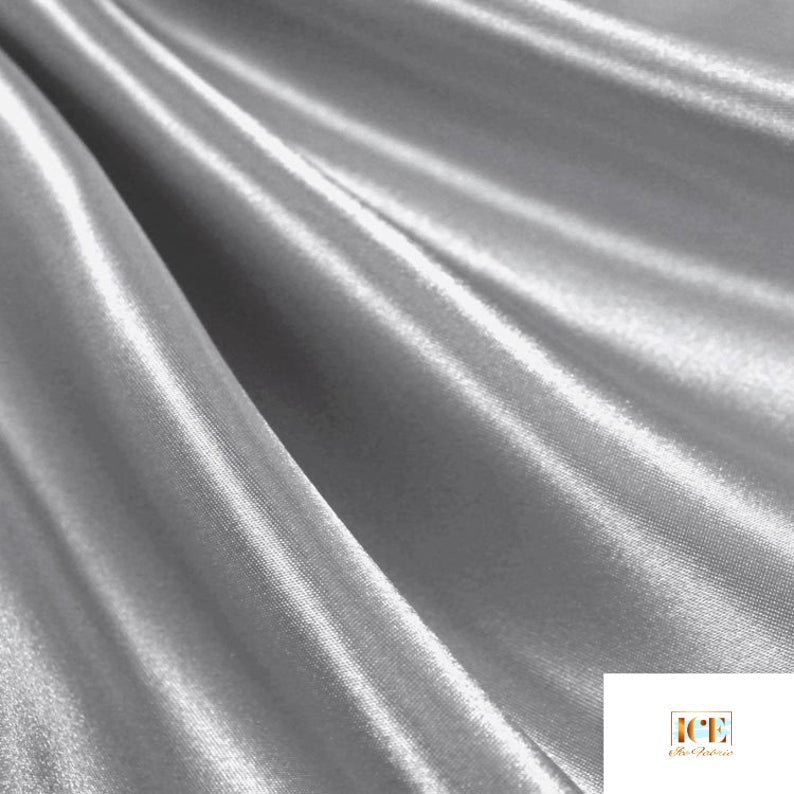 Medium Charmeuse Satin Fabric By The Roll (40 yards) Wholesale FabricSatin FabricICEFABRICICE FABRICSSilverBy The Roll (60" Wide)Medium Charmeuse Satin Fabric By The Roll (40 yards) Wholesale Fabric ICEFABRIC