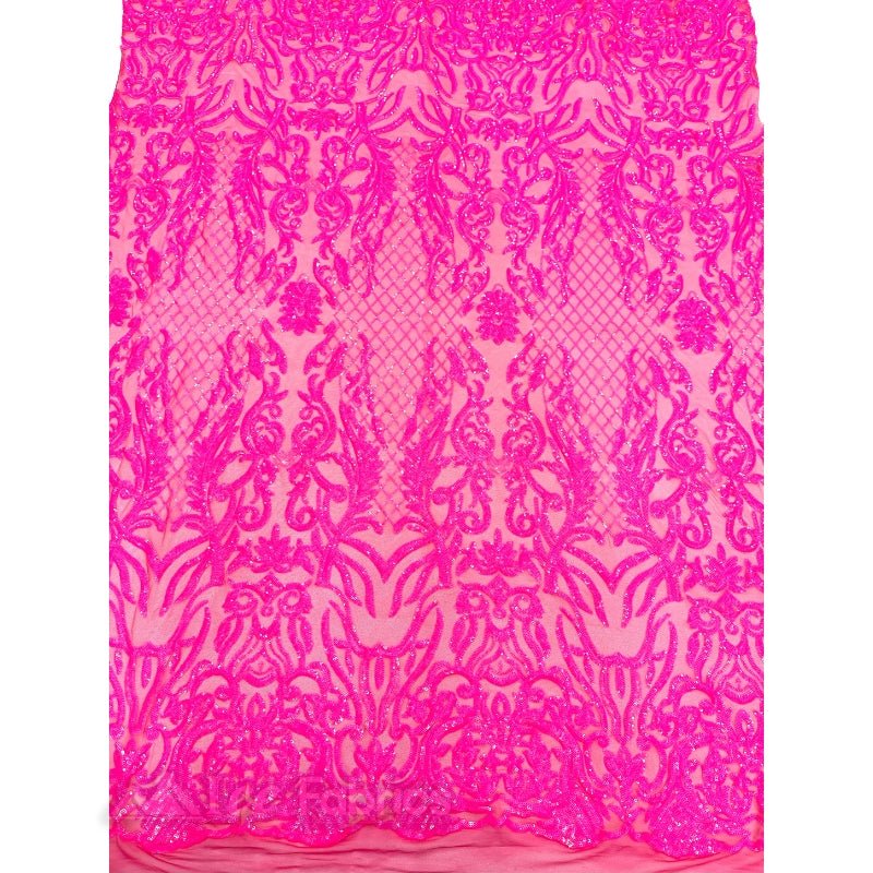 Mia Stretch Sequin Fabric By The Yard | Spandex MeshICE FABRICSICE FABRICSNeon Pink IridescentBy The Yard (56" Wide)Neon Pink | Mia Stretch Sequin Fabric By The Yard | Spandex Mesh ICE FABRICS