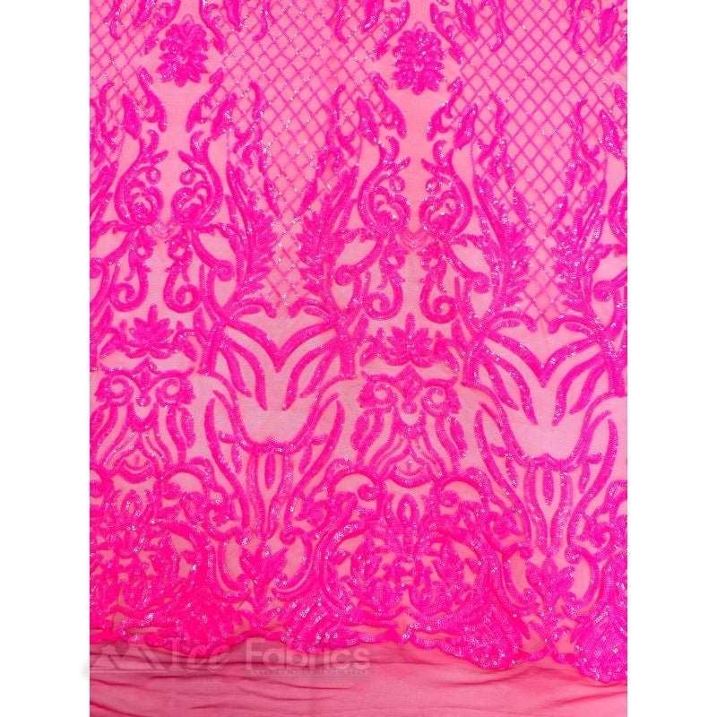 Mia Stretch Sequin Fabric By The Yard | Spandex MeshICE FABRICSICE FABRICSNeon Pink IridescentBy The Yard (56" Wide)Neon Pink | Mia Stretch Sequin Fabric By The Yard | Spandex Mesh ICE FABRICS