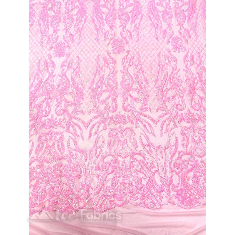 Mia Stretch Sequin Fabric By The Yard | Spandex MeshICE FABRICSICE FABRICSIridescent Bubble GumBy The Yard (56" Wide)Pink | Mia Stretch Sequin Fabric By The Yard | Spandex Mesh ICE FABRICS