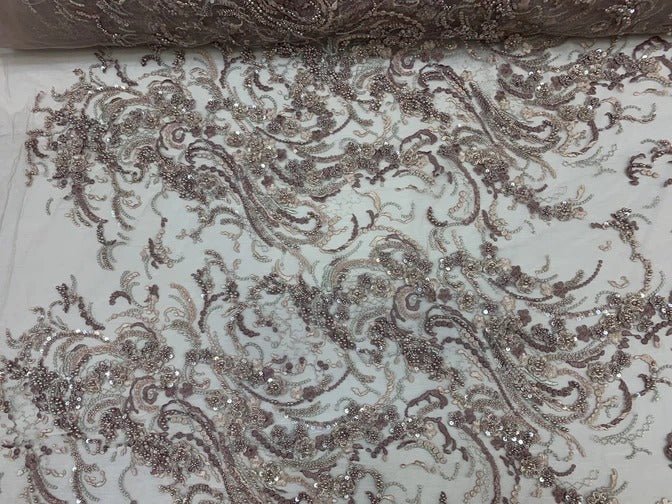 MINI Flowers/Floral Embroidered Beaded Mesh Fabric For Bridal Gowns, Prom & Wedding DressesICEFABRICICE FABRICSWHITEMINI Flowers/Floral Embroidered Beaded Mesh Fabric For Bridal Gowns, Prom & Wedding Dresses ICEFABRIC