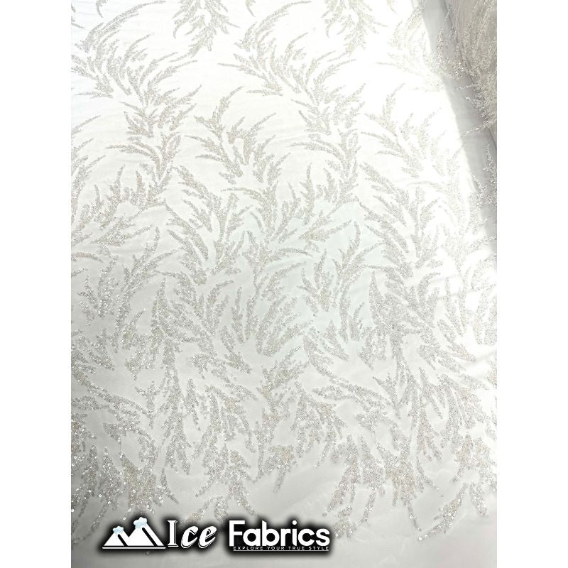 Modern Floral Embroidery Beaded Lace Fabric with SequinICE FABRICSICE FABRICSBy the Yard (56" Wide)Off WhiteModern Floral Embroidery Beaded Lace Fabric with Sequin ICE FABRICS