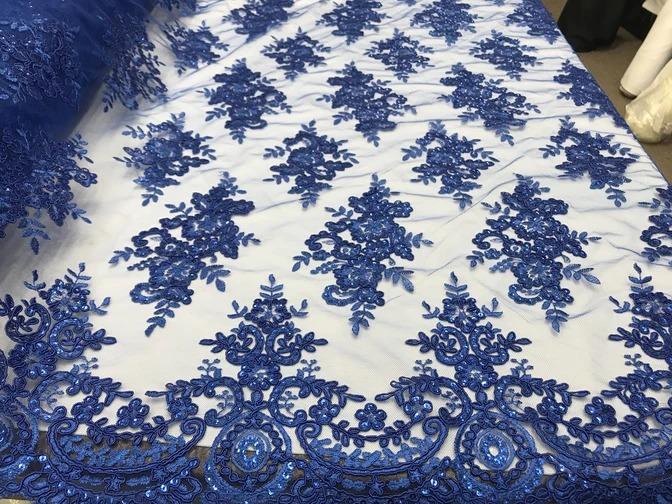 Modern Flower Design Metallic Embroidered Cord Prom With Sequins Mesh Lace FabricICE FABRICSICE FABRICSHunter GreenModern Flower Design Metallic Embroidered Cord Prom With Sequins Mesh Lace Fabric ICE FABRICS