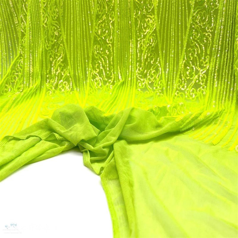 Moon Sequin Fabric 4 Way Stretch Mesh Neon YellowICE FABRICSICE FABRICSMoon Sequin Neon YellowBy The Yard (58" Wide)Moon Sequin Fabric 4 Way Stretch Mesh Neon Yellow ICE FABRICS