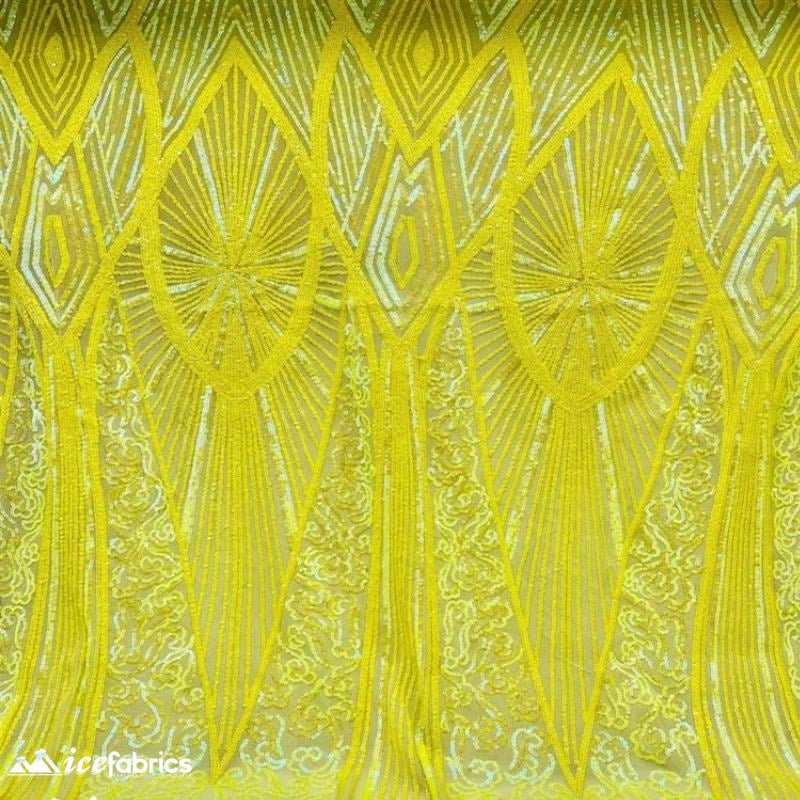 Moon Sequin Fabric 4 Way Stretch Mesh YellowICE FABRICSICE FABRICSMoon Sequin YellowBy The Yard (58" Wide)Moon Sequin Fabric 4 Way Stretch Mesh Yellow ICE FABRICS