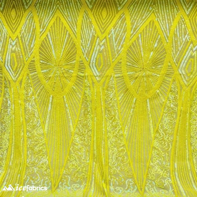 Moon Sequin Fabric 4 Way Stretch Mesh YellowICE FABRICSICE FABRICSMoon Sequin YellowBy The Yard (58" Wide)Moon Sequin Fabric 4 Way Stretch Mesh Yellow ICE FABRICS