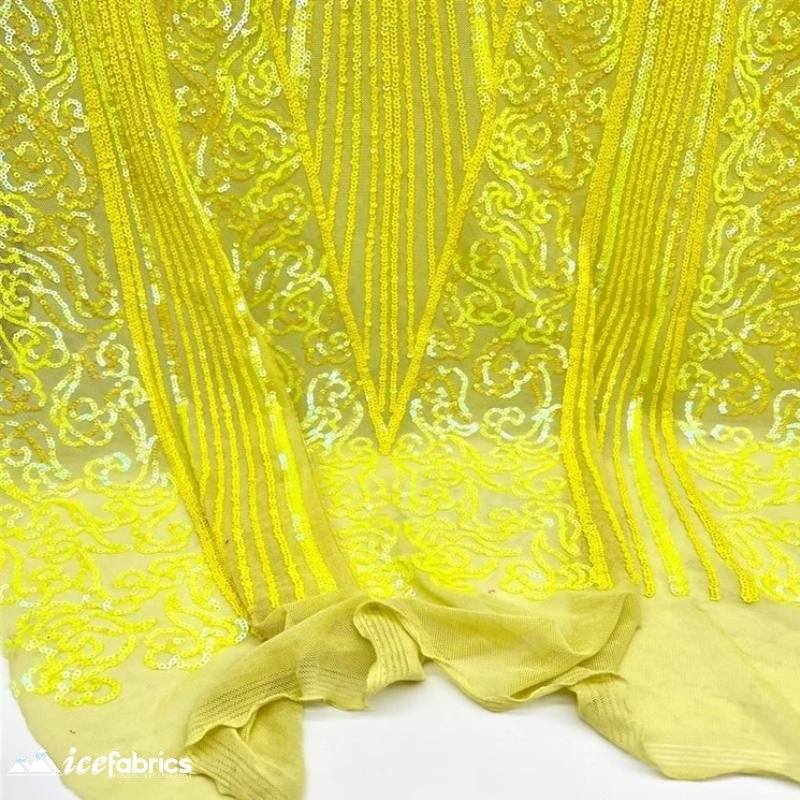 Moon Sequin Fabric 4 Way Stretch Mesh YellowICE FABRICSICE FABRICSMoon Sequin YellowBy The Yard (58" Wide)Moon Sequin Fabric 4 Way Stretch Mesh Yellow ICE FABRICS