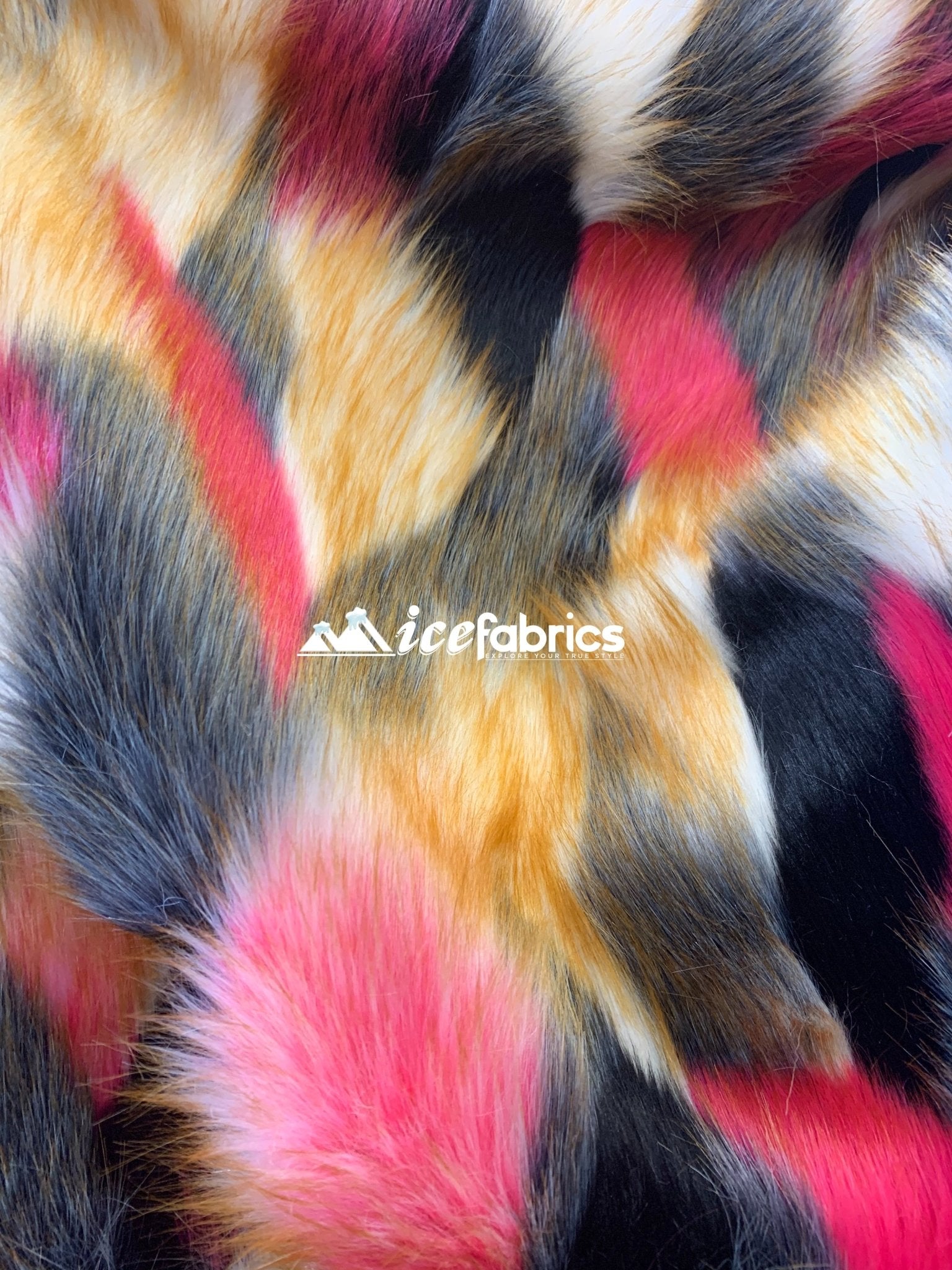 Multi-Color Animal Fake Faux Fur Fabric By The YardICEFABRICICE FABRICSBlack Brown Coral GrayBy The Yard (60 inches Wide)Multi-Color Animal Fake Faux Fur Fabric By The Yard ICEFABRIC Black Brown Coral Gray