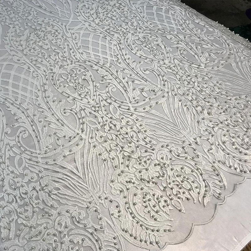 Multi-Color Design Embroidered Beaded Lace FabricICE FABRICSICE FABRICSIvoryMulti-Color Design Embroidered Beaded Lace Fabric ICE FABRICS