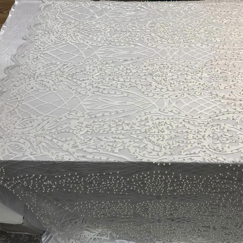 Multi-Color Design Embroidered Beaded Lace FabricICE FABRICSICE FABRICSIvoryMulti-Color Design Embroidered Beaded Lace Fabric ICE FABRICS
