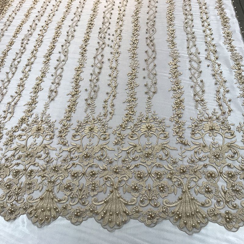 Multi Design Beaded Fabric, Lace Fabric By The YardICE FABRICSICE FABRICSGoldMulti Design Beaded Fabric, Lace Fabric By The Yard ICE FABRICS