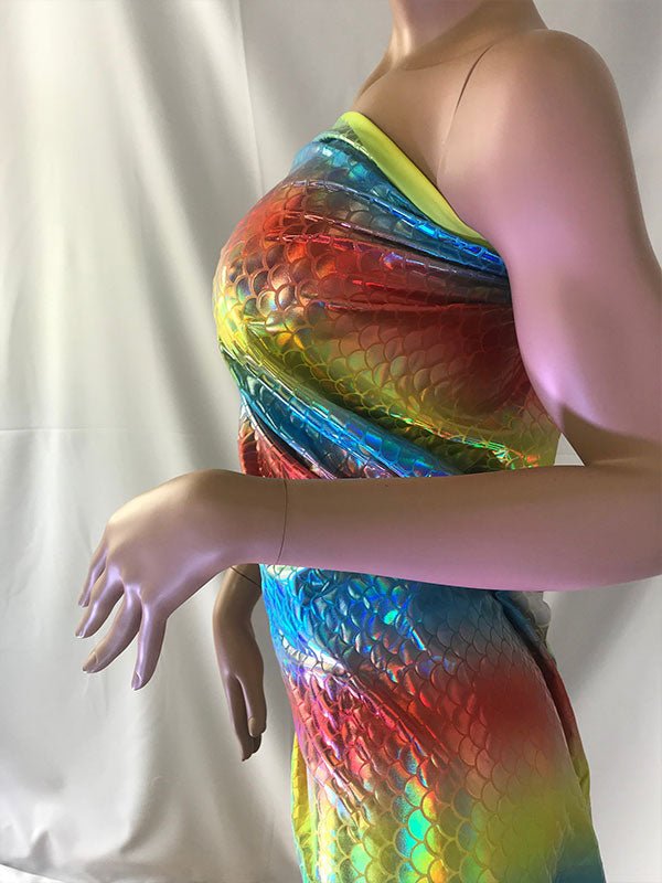 Multicolor Mermaid Fish Tail Scale Sparkle Hologram Spandex Fabric Tie Dye Swimwear By The YardSpandex FabricICE FABRICSICE FABRICSMulticolor Mermaid Fish Tail Scale Sparkle Hologram Spandex Fabric Tie Dye Swimwear By The Yard ICE FABRICS