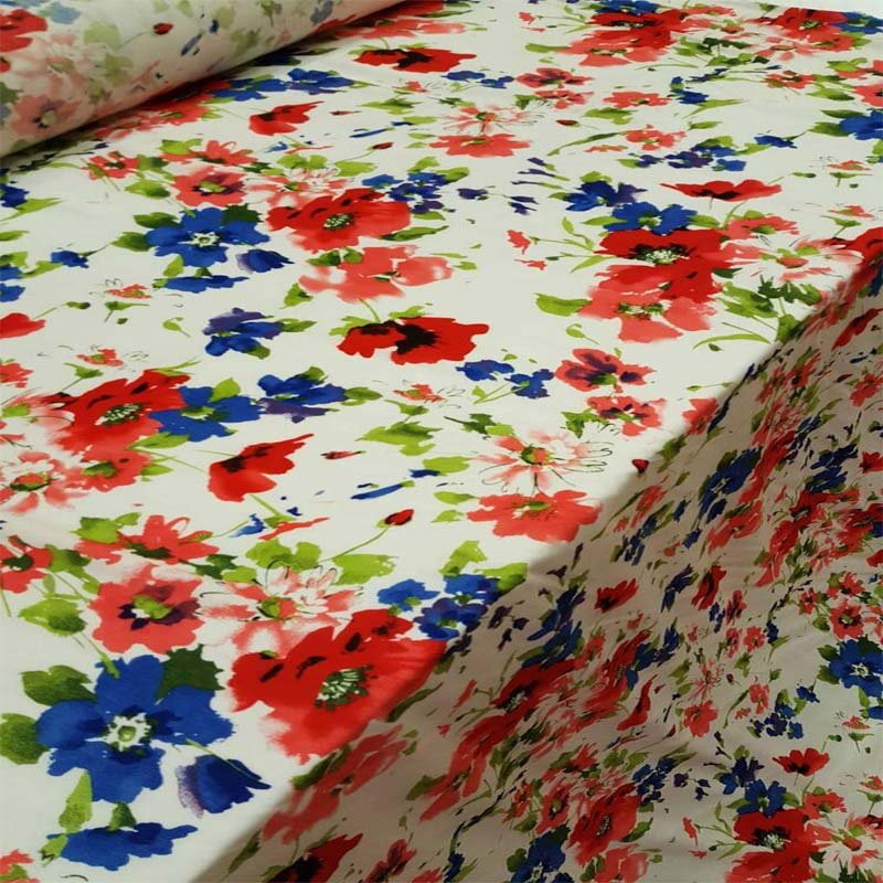 Multicolor Rayon Challis Floral Flowers Print Royal Blue, Coral, Ivory Very Colorful Pattern FabricChallis FabricICEFABRICICE FABRICSMulticolor Rayon Challis Floral Flowers Print Royal Blue, Coral, Ivory Very Colorful Pattern Fabric ICEFABRIC