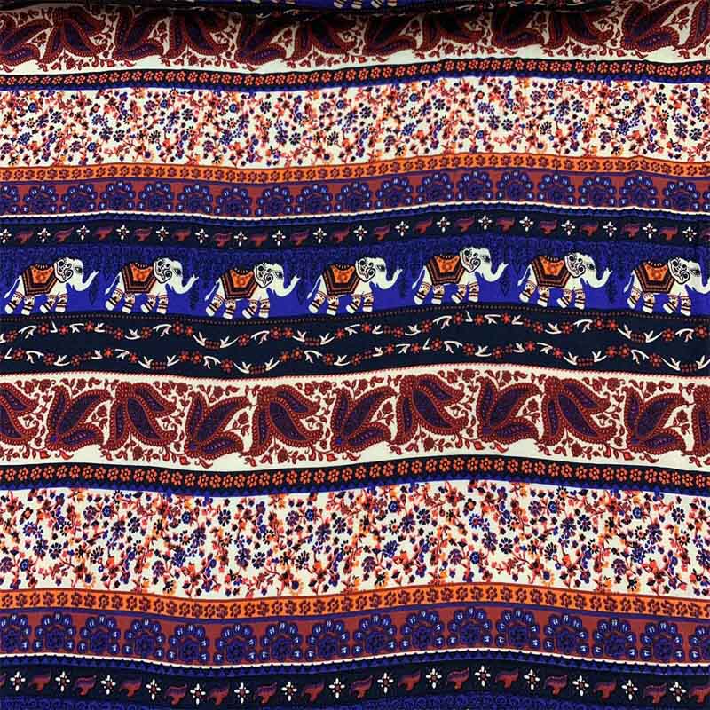 Multicolor Rayon Challis With Royal Blue, Orange Elephant Indian Inspiration 58-60" Wide Organic FabricChallis FabricICEFABRICICE FABRICSMulticolor Rayon Challis With Royal Blue, Orange Elephant Indian Inspiration 58-60" Wide Organic Fabric ICEFABRIC