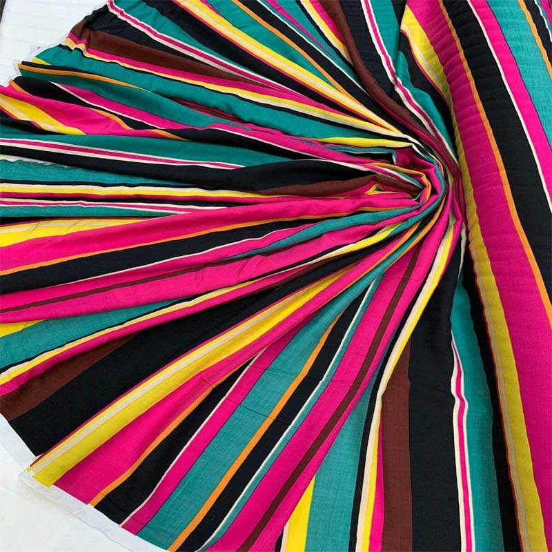 Multicolor Striped Print Fuchsia, Yellow, Green Colorful Rayon Challis FabricChallis FabricICEFABRICICE FABRICSMulticolor Striped Print Fuchsia, Yellow, Green Colorful Rayon Challis Fabric ICEFABRIC