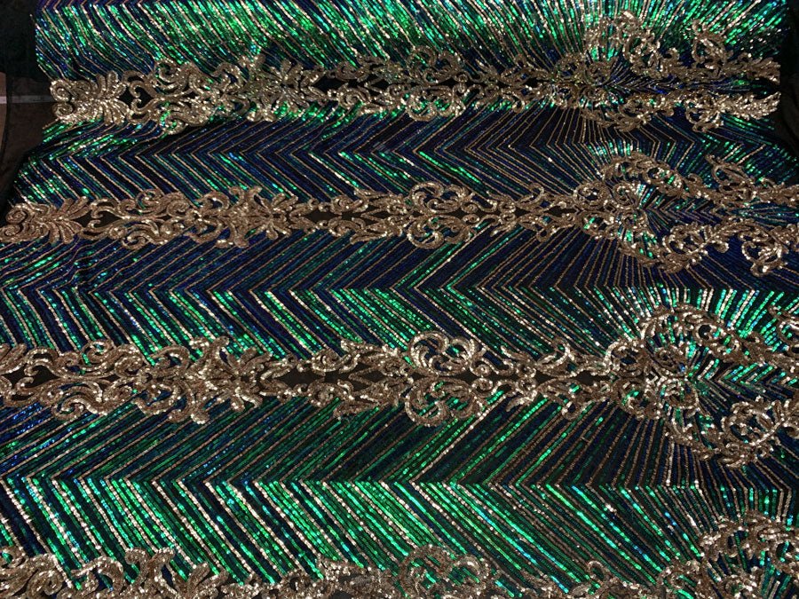 Nadia 4 Way Stretch Sequin Spandex Embroidered Fabric Sold By The YardICE FABRICSICE FABRICSRed Gold On Red Mesh1 YardNadia 4 Way Stretch Sequin Spandex Embroidered Fabric Sold By The Yard ICE FABRICS