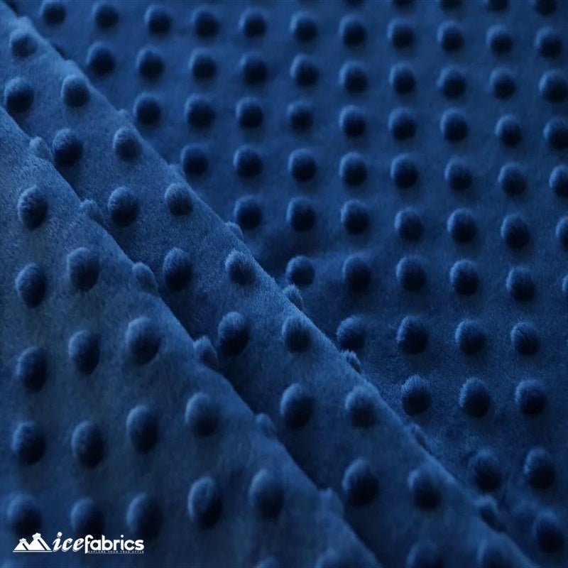 Navy Blue Minky Dot FabricMinkyICE FABRICSICE FABRICSBy The Yard (60 inches Wide)Navy BlueNavy Blue Dimple Polka Dot Minky Fabric / Ultra Soft / ICE FABRICS