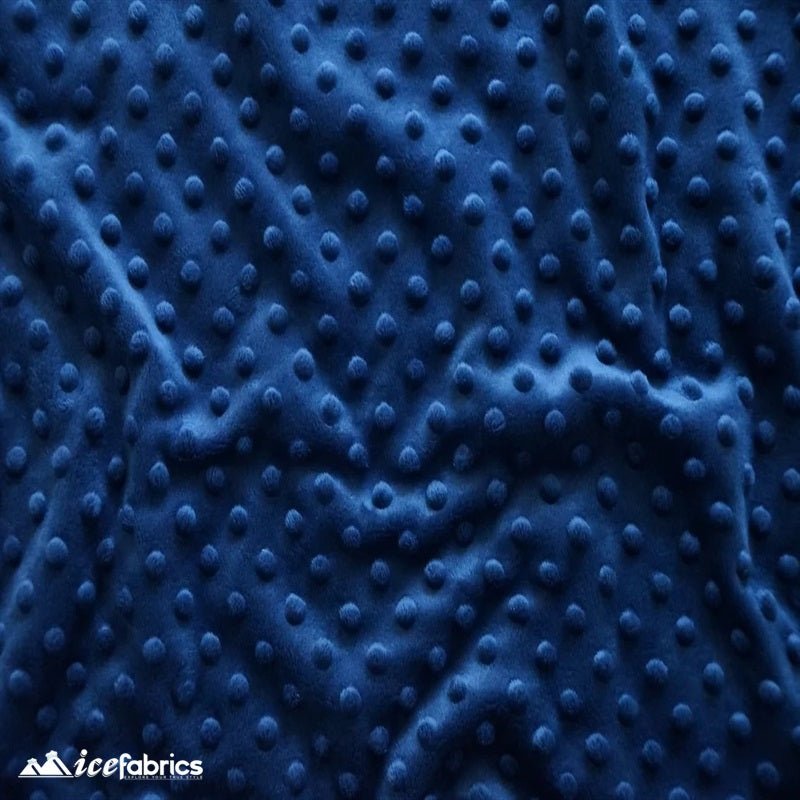 Navy Blue Minky Dot FabricMinkyICE FABRICSICE FABRICSBy The Yard (60 inches Wide)Navy BlueNavy Blue Dimple Polka Dot Minky Fabric / Ultra Soft / ICE FABRICS