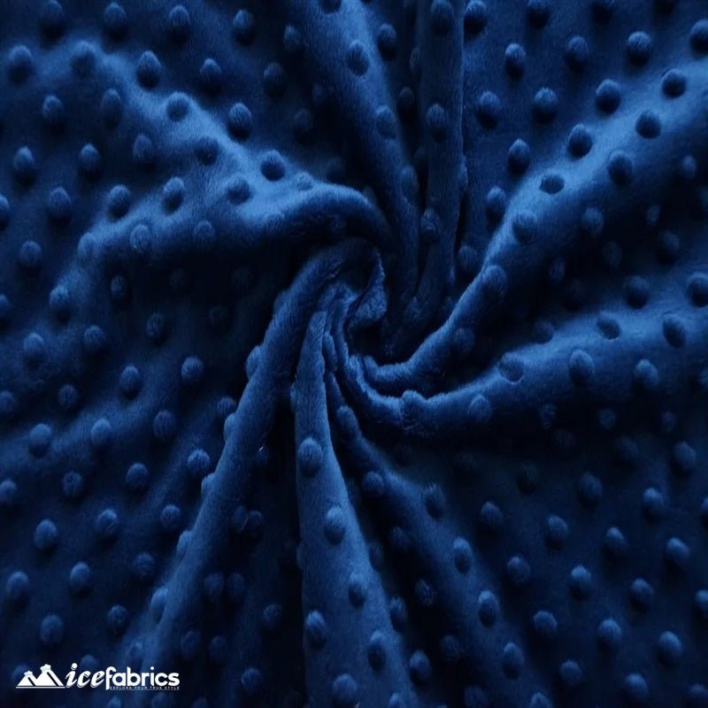 Navy Blue Minky Dot FabricMinkyICE FABRICSICE FABRICSBy The Yard (60 inches Wide)Navy BlueNavy Blue Dimple Polka Dot Minky Fabric / Ultra Soft / ICE FABRICS