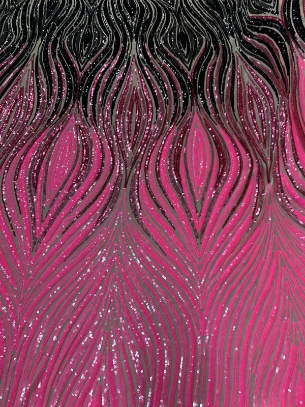 Neon Pink Black On Nude Mesh Iridescent Fabric/ Embroidery 4 Way Stretch Sequin Fabric.ICEFABRICICE FABRICSNeon Pink Black On Nude Mesh1 YARDNeon Pink Black On Nude Mesh Iridescent Fabric/ Embroidery 4 Way Stretch Sequin Fabric. ICEFABRIC