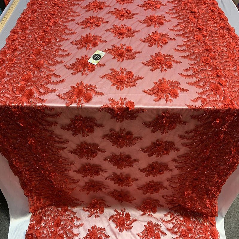 New 3D Beaded Flowers Hand Embroidered Floral Mesh Lace With Sequins FabricICEFABRICICE FABRICSLavenderNew 3D Beaded Flowers Hand Embroidered Floral Mesh Lace With Sequins Fabric ICEFABRIC