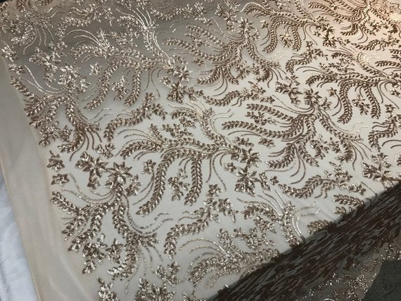New Champagne Designed Embroidery Stretch Sequin 4 Way On A Mesh Lace Fabric Sold By The YardICE FABRICSICE FABRICSNew Champagne Designed Embroidery Stretch Sequin 4 Way On A Mesh Lace Fabric Sold By The Yard ICE FABRICS