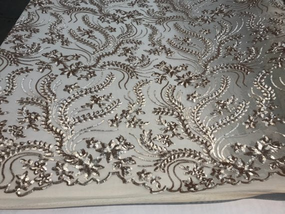 New Champagne Designed Embroidery Stretch Sequin 4 Way On A Mesh Lace Fabric Sold By The YardICE FABRICSICE FABRICSNew Champagne Designed Embroidery Stretch Sequin 4 Way On A Mesh Lace Fabric Sold By The Yard ICE FABRICS