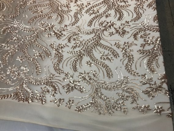 New Champagne Designed Embroidery Stretch Sequin 4 Way On A Mesh Lace Fabric Sold By The YardICE FABRICSICE FABRICSNew Champagne Designed Embroidery Stretch Sequin 4 Way On A Mesh Lace Fabric Sold By The Yard ICE FABRICS