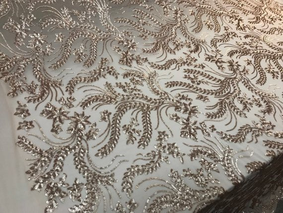 New Champagne Designed Embroidery Stretch Sequin 4 Way On A Mesh Lace Fabric Sold By The YardICE FABRICSICE FABRICSNew Champagne Designed Embroidery Stretch Sequin 4 Way On A Mesh Lace Fabric Sold By The Yard ICE FABRICS