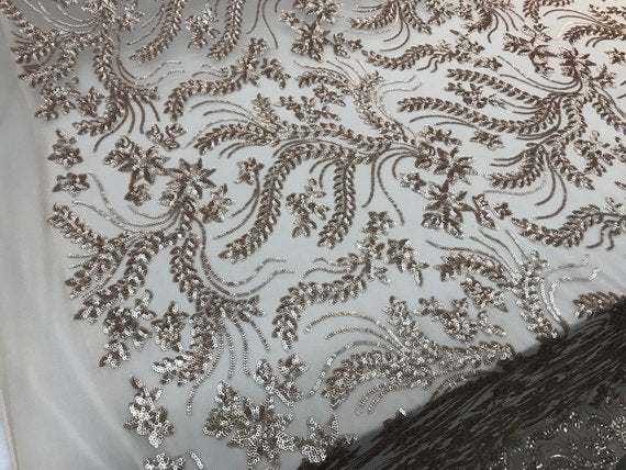 New Champagne Designed Embroidery Stretch Sequin 4 Way On A Mesh Lace Fabric Sold By The YardICE FABRICSICE FABRICSNew Champagne Designed Embroidery Stretch Sequin 4 Way On A Mesh Lace Fabric Sold By The Yard ICE FABRICS