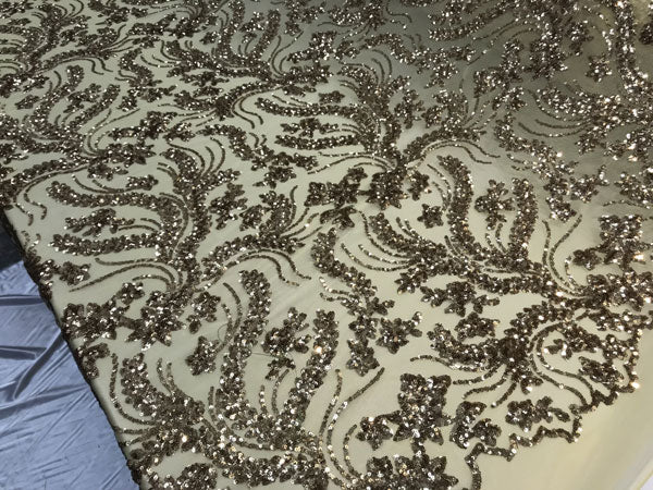 New Design Gold Embroidered 4 Way Stretch Sequin Fabric Sold By The YardICE FABRICSICE FABRICSNew Design Gold Embroidered 4 Way Stretch Sequin Fabric Sold By The Yard ICE FABRICS