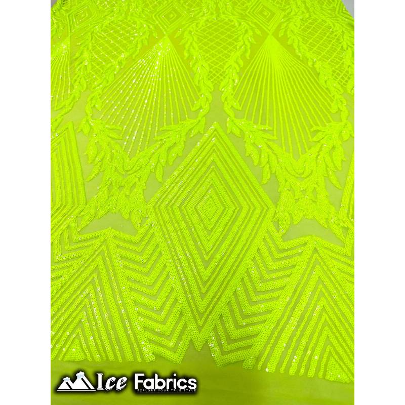 New Diamonds Design Sequin Fabric 4 Way Stretch SequinICE FABRICSICE FABRICSNeon YellowNew Diamonds Design Sequin Fabric 4 Way Stretch Sequin ICE FABRICS