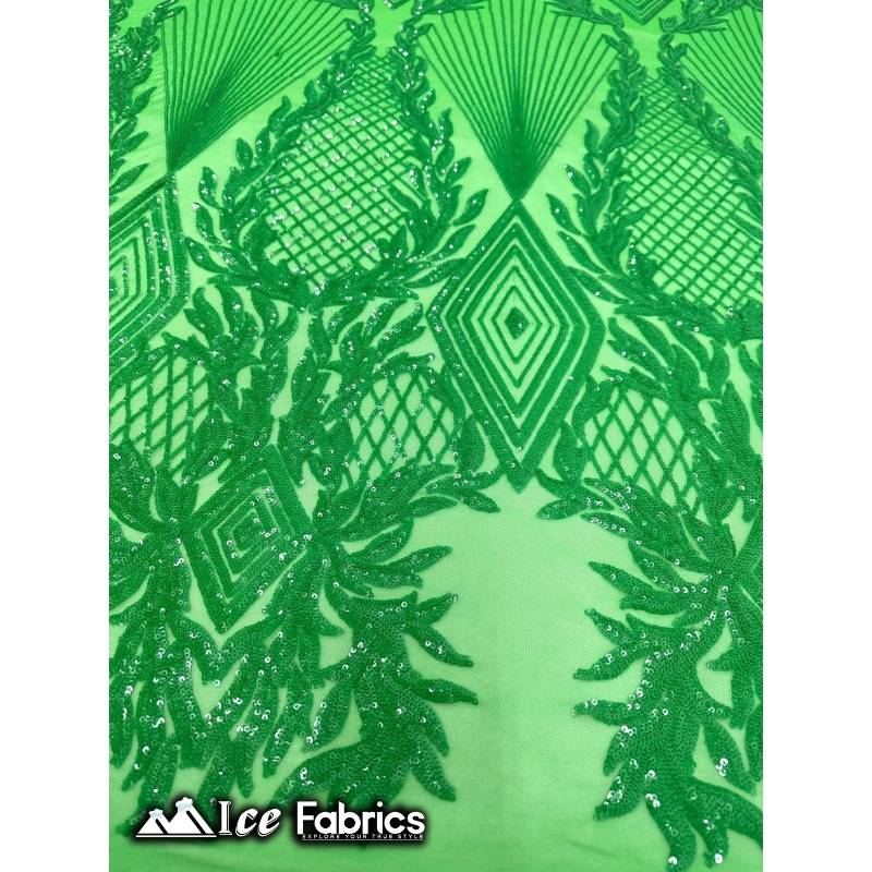 New Diamonds Design Sequin Fabric 4 Way Stretch SequinICE FABRICSICE FABRICSKelly GreenNew Diamonds Design Sequin Fabric 4 Way Stretch Sequin ICE FABRICS