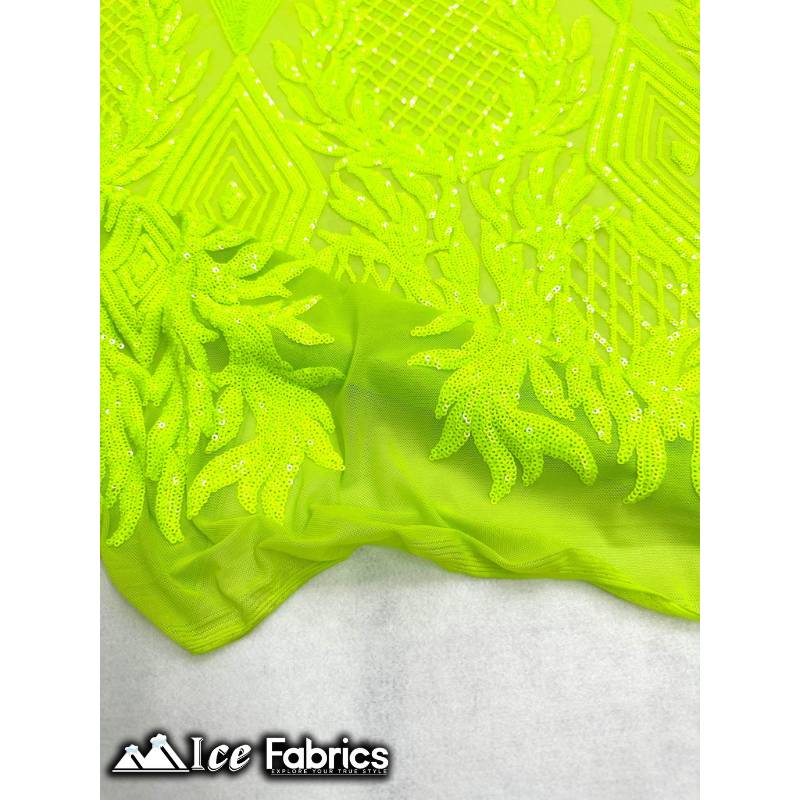 New Diamonds Design Sequin Fabric 4 Way Stretch SequinICE FABRICSICE FABRICSNeon YellowNew Diamonds Design Sequin Fabric 4 Way Stretch Sequin ICE FABRICS