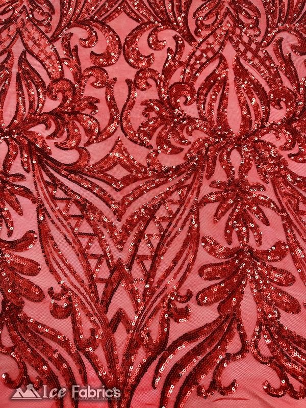 New Embroidered 4 Way Stretch Spandex Sequin FabricICE FABRICSICE FABRICSBy The Yard (60" Wide)RedNew Embroidered 4 Way Stretch spandex Sequin Fabric ICE FABRICS