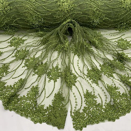 New Paris Heavy Fashion Embroidery Flowers Beaded Prom Mesh Lace FabricICEFABRICICE FABRICSLemon GreenNew Paris Heavy Fashion Embroidery Flowers Beaded Prom Mesh Lace Fabric ICEFABRIC