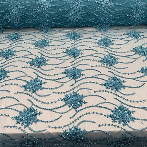 New Paris Heavy Fashion Embroidery Flowers Beaded Prom Mesh Lace FabricICEFABRICICE FABRICSRedNew Paris Heavy Fashion Embroidery Flowers Beaded Prom Mesh Lace Fabric ICEFABRIC