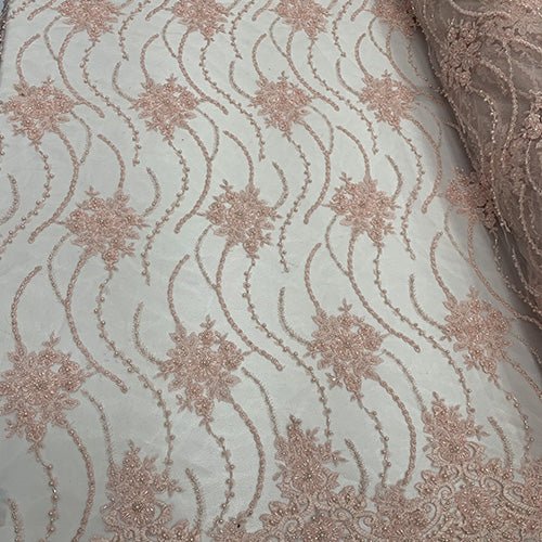 New Paris Heavy Fashion Embroidery Flowers Beaded Prom Mesh Lace FabricICEFABRICICE FABRICSPinkNew Paris Heavy Fashion Embroidery Flowers Beaded Prom Mesh Lace Fabric ICEFABRIC